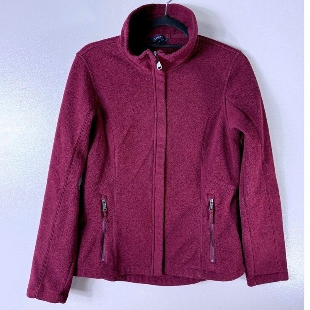 Lands' End Maroon Full‎ Zip Fleece Jacket Size small